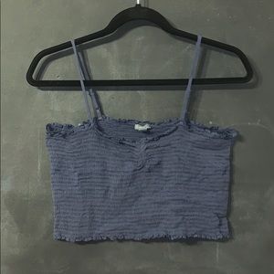 Navy Blue Ruched Crop Top